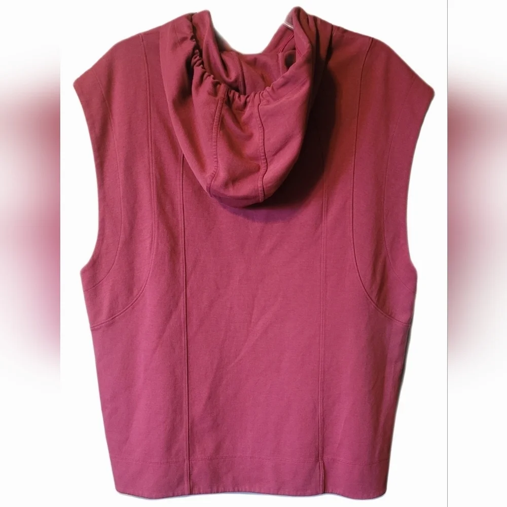Athleta Sleeveless Red Hoodie Large Unisex Activewear Oversized